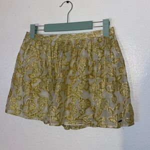 Abercrombie and Fitch New York Gold and Ivory New Metallic Skirt Y2K Small
